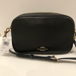 Coach NWT double zip crossbody bag black leather